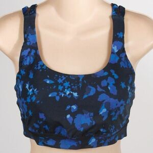 Lululemon Black Blue Women's Square Neck Cross Back Activewear Sports Bra